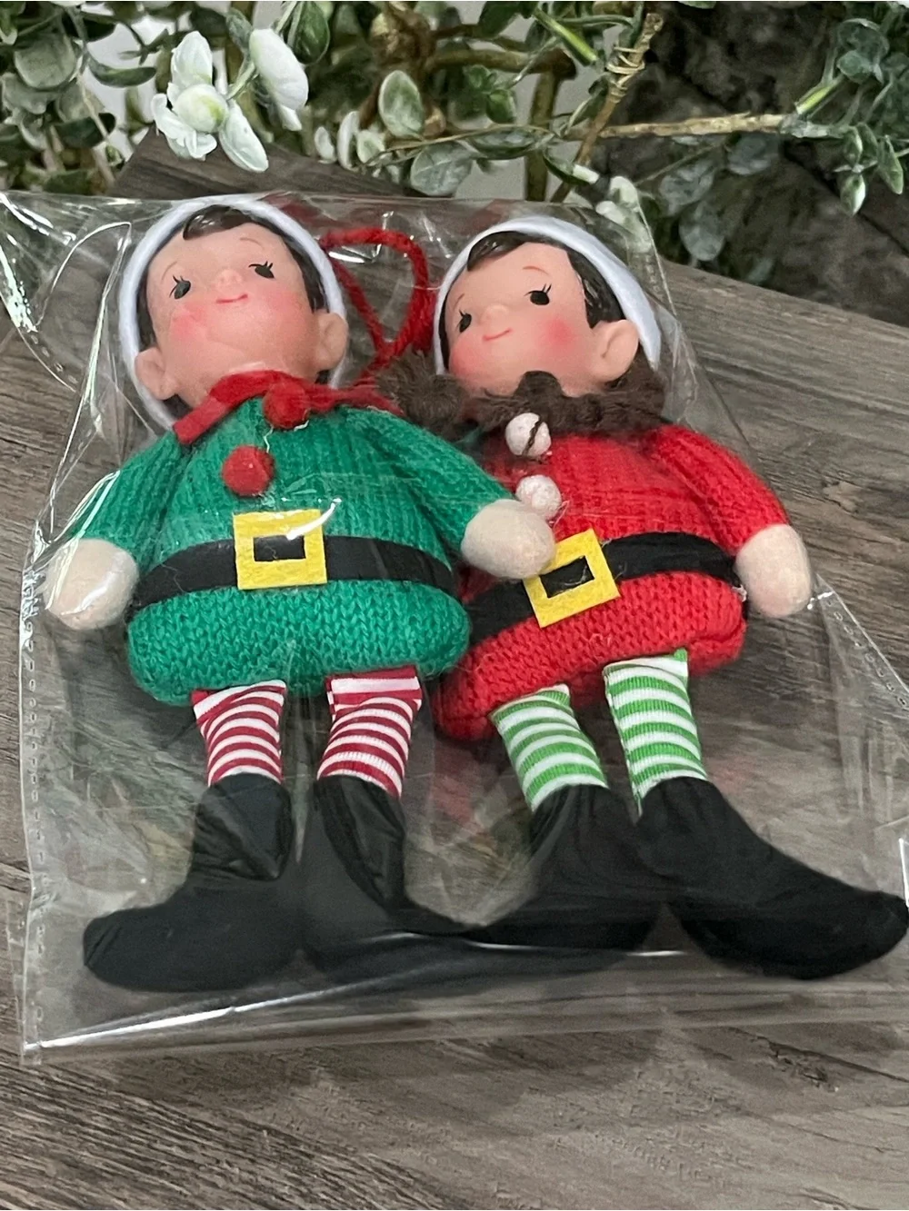 Holiday Elf Plush Dolls-Ornament -Retired Set of 2 Elf’s in New Condition